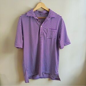 Peter Millar Summer Comfort Short Sleeve Golf Polo Mens M Purple White Stripe